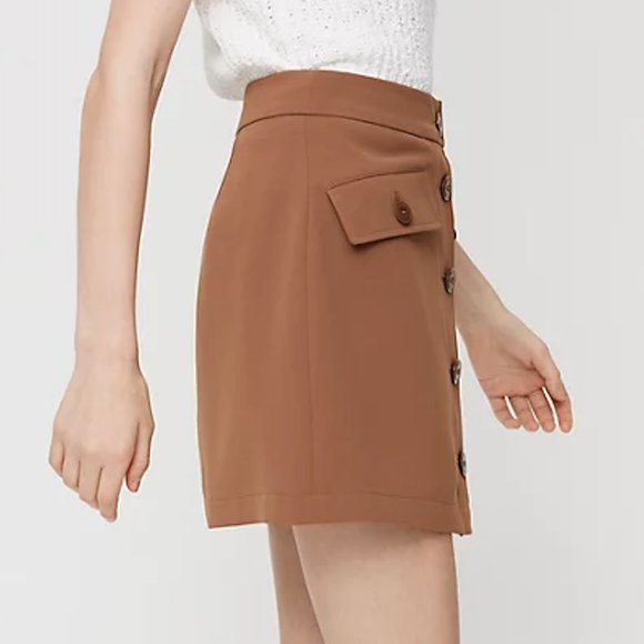 *SOLD* Aritzia Little Moon Freesia Skirt button-front brown mini skirt - Picture 4 of 9